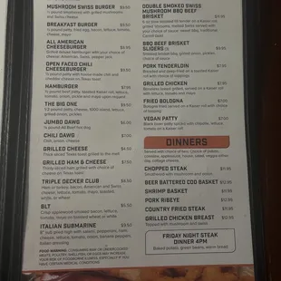 Second Page of Menu