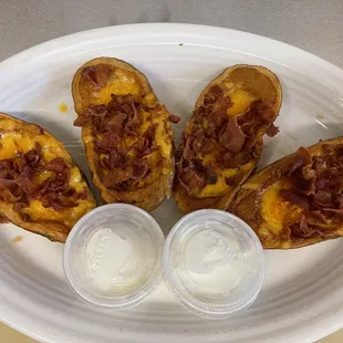 Housemade loaded potato skins are out this world!!!