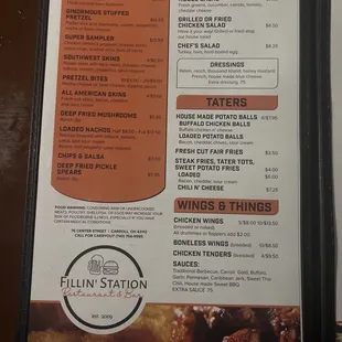 First Page of Menu