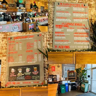 Serving counter and menus