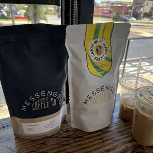 Coffee beans and iced lattes