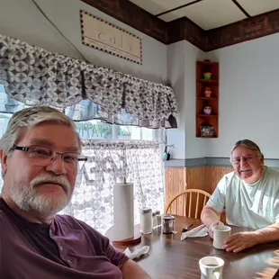 My brother and I having the breakfast special.