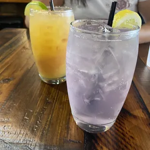 two cocktails on a table