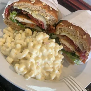 Chicken Asmarino Sandwich with macaroni salad