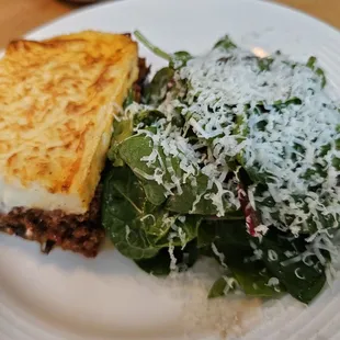 Moussaka and a nice side salad that had a slightly sweet dressing