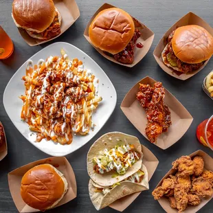 a variety of fast food items