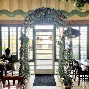 the entrance to the restaurant