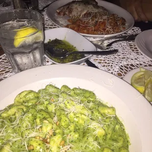 Cavatelli Al Pesto and Pollo Alla Parmigiana