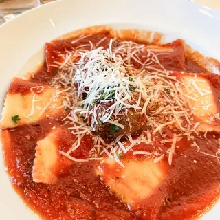 Four Cheese Ravioli and Meatballs