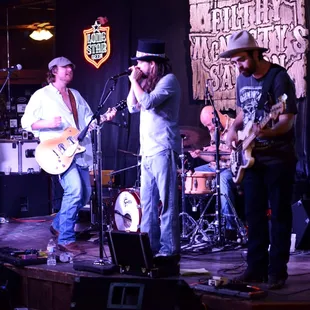 a band performing on stage