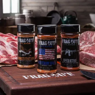 three different spices on a cutting board