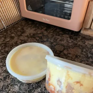 Peach cobbler (left) and caramel (right)