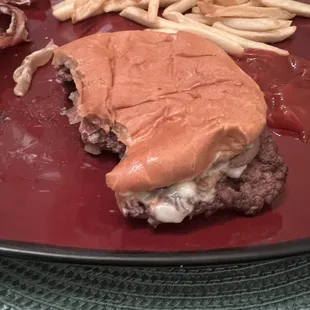 Burger was on the smaller side and came smashed, like what you would expect from a cheap fast food joint