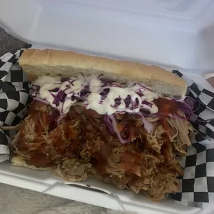 Root beer pulled pork sandwich ($14)