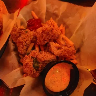 Catfish nuggets with fries
