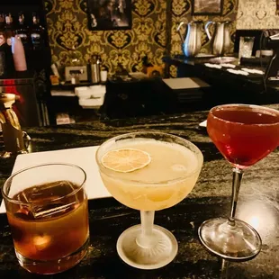 Old fashion, Daiquiri, Manhattan