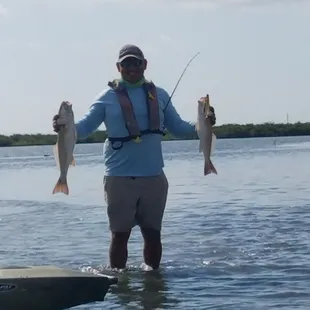 It takes both hands fishing with Mike!