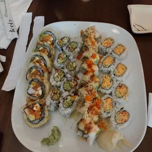 MTSU Roll (Left)  Eel roll (Middle Left) Love Me Roll (Middle Right) Dynamite Roll (Right)