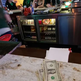 One of the coolers filled with libations.