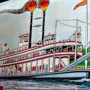 painting of a steamboat boat