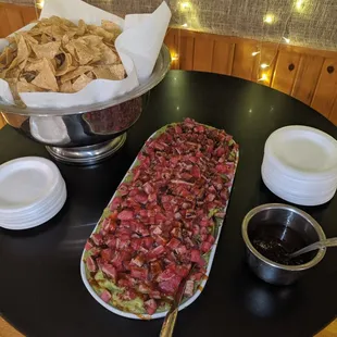 platter of nachos and chips