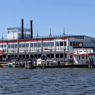 paddle boat docked at a dock
