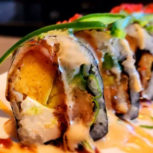a plate of sushi