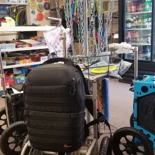 Trying out my camera bag on the EZ Cart.