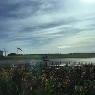 View from the table looking out where plans fly in.