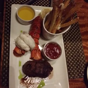 Surf and turf (filet mignon and lobster tail)