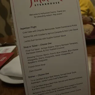 the menu