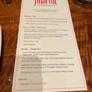 Our menu