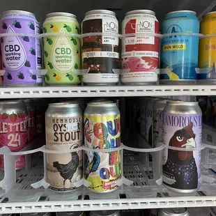 Their selection of Cbd water and non alcoholic beers (top)