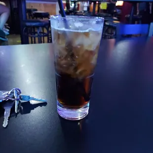 a drink and a car key