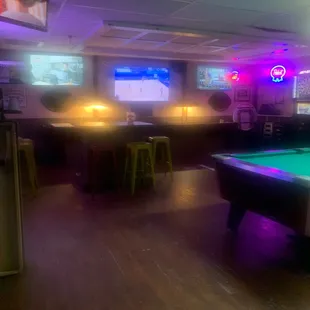 Blurry .. but shuffle board and darts and pool