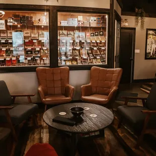 leather chairs and tables