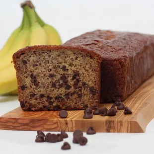 a loaf of banana bread with chocolate chips