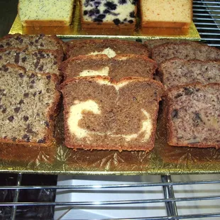 Cappuccino &amp; White Chocolate Bread, Banana(freshly peeled) &amp; Dark Chocolate Bread and Banana Walnut only three of many