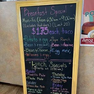 Specials board