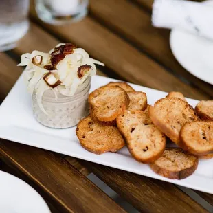 Mushroom Pate with pickled fennel, medjool dates and crostinis