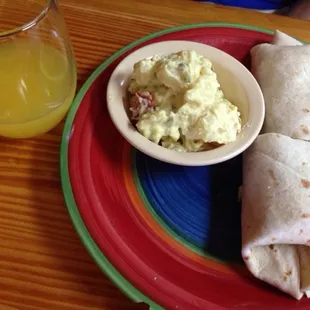 Veggie wrap and mimosa.