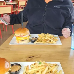 Amy B With Her FBC Burger And Fries.