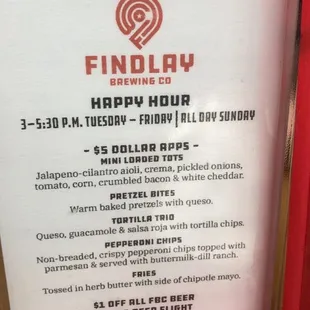 Happy Hour Menu