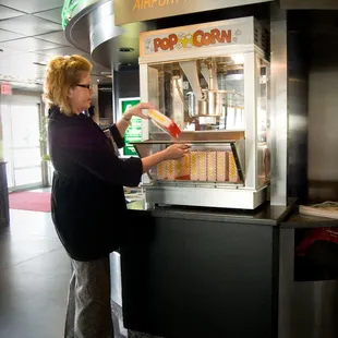 Popcorn and drinks in lobby.