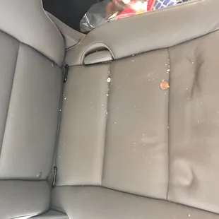 Lot of crumbs in the seat. Wish the car would have been vacuumed!