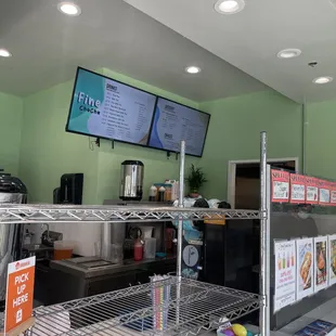 the counter area of a fast food restaurant