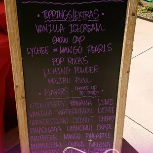 the menu for the event