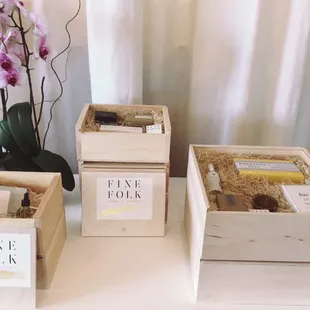 Gifting services available upon request as well as prepackaged unique and thoughtful gift boxes available daily.