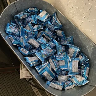 a wheelbarrow full of chips
