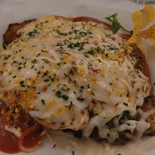 Chicken Parmesan.   Excellent and The Chicken Marssela is even better...